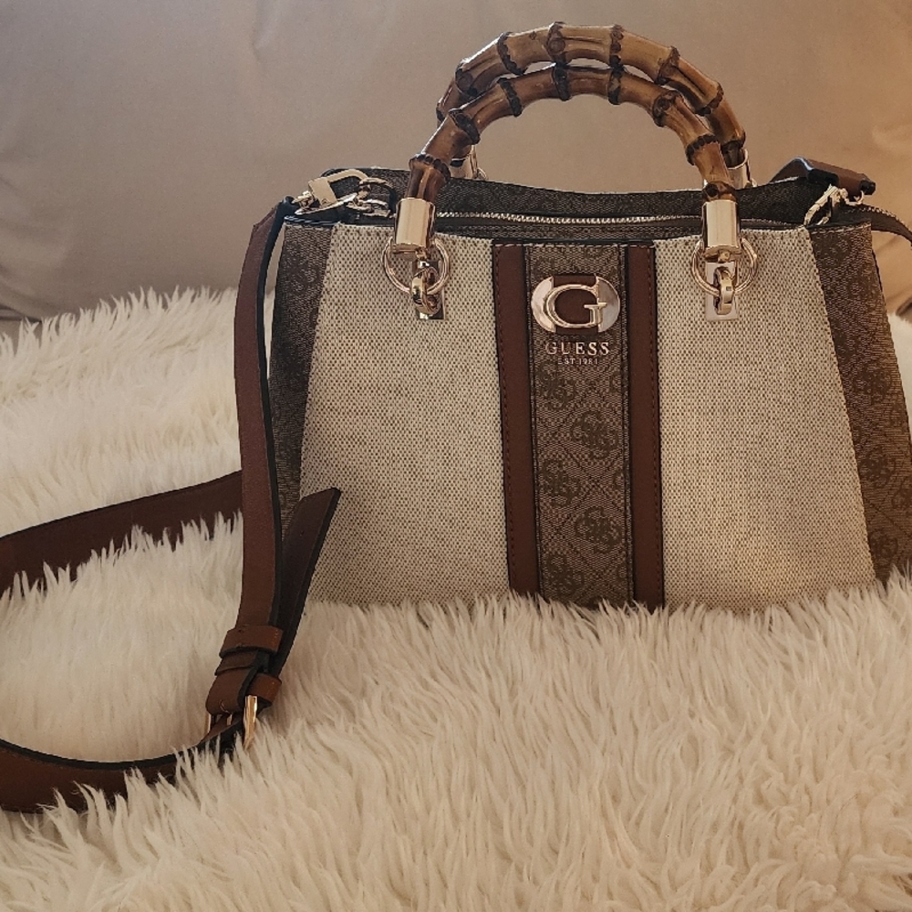 Guess Brown and Cream Satchel